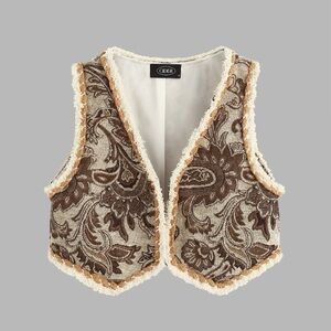 Cider Brown and Cream Paisley Vest